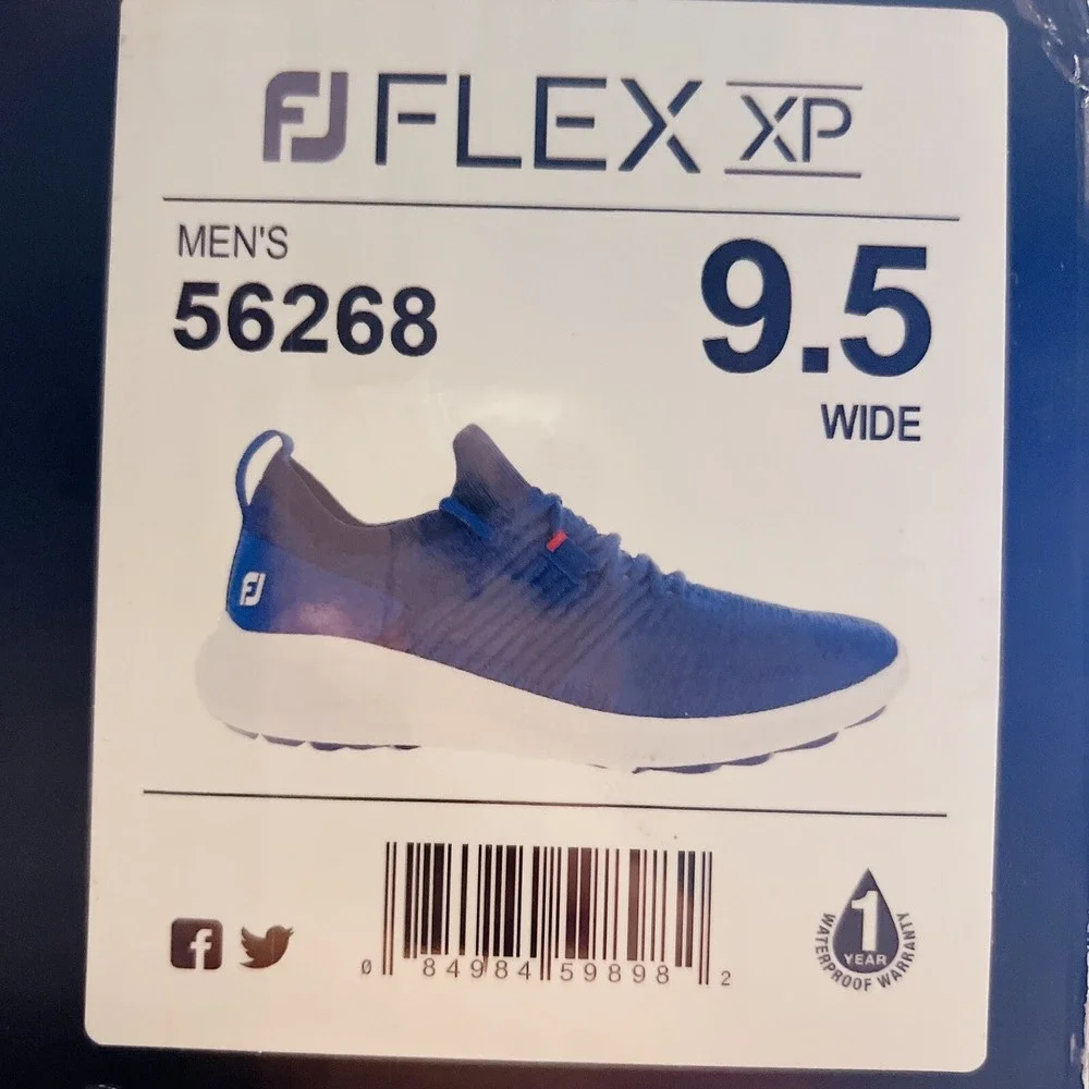 Footjoy Flex XP Casual golf shoe Spikeless Navy 56268 Mens US 9.5 WIDE